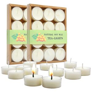 LJQizn 24pcs Natural Soy Tealight Candles Handmade Decorative Unscented Pure Soy Tea Lights（ Perfect for Birthday Party,Wedding, Spa, Home Decor