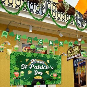 St Patricks Day Decorations, St Patricks Day Banner Decor, Large Saint Patricks Day Shamrock Photography Backdrop, 16.4FT St Patricks Day Garland, Hanging Swirls Irish Ornament for Garden Party Patio