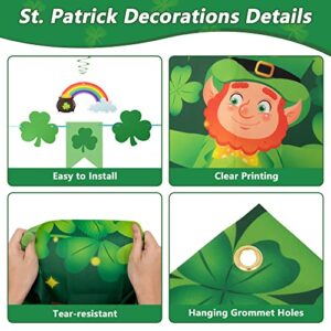 St Patricks Day Decorations, St Patricks Day Banner Decor, Large Saint Patricks Day Shamrock Photography Backdrop, 16.4FT St Patricks Day Garland, Hanging Swirls Irish Ornament for Garden Party Patio