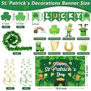 St Patricks Day Decorations, St Patricks Day Banner Decor, Large Saint Patricks Day Shamrock Photography Backdrop, 16.4FT St Patricks Day Garland, Hanging Swirls Irish Ornament for Garden Party Patio