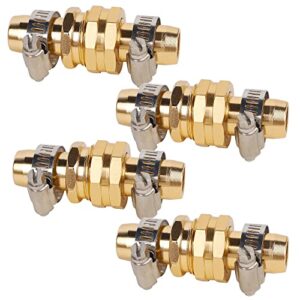 Biswing Garden Hose Repair Connector with Stainless Steel Clamps, 5/8" Barb x 3/4" GHT Thread Aluminum Water Hose Pipe Repair Kit, Female and Male Hose Connectors, 4 Pack