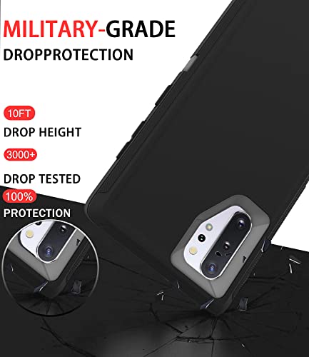 Guirble for Samsung Galaxy Note 10 Plus Case,Shockproof Dropproof Galaxy Note 10 Plus Case,Heavy Duty Protective for Samsung Note 10 Plus Case 6.8 Inch(Black/Gray)