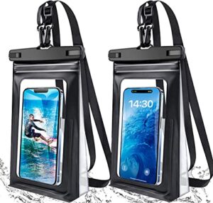 2 pack waterproof phone pouch floating large waterproof cellphone dry bag case for iphone 14 13 12 11 pro max xs xr x galaxy s21 samsung s22 up to 7", pvc ipx8 underwater hd touch phone protector