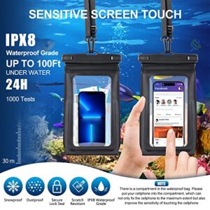 2 Pack Waterproof Phone Pouch Floating Large Waterproof Cellphone Dry Bag Case for iPhone 14 13 12 11 Pro Max XS XR X Galaxy S21 Samsung S22 Up to 7", PVC IPX8 Underwater HD Touch Phone Protector