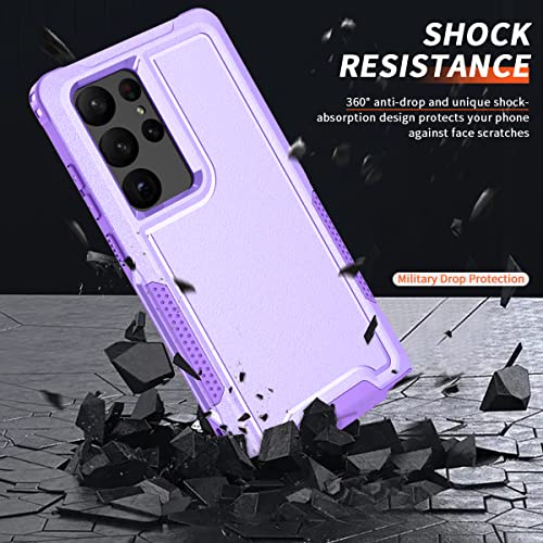 Defeneder Military Grade Drop Protection Case for Samsung Galaxy S23 Ultra, Heavy-Duty Tough Rugged Full Body Shockproof Hybrid Cover Purple