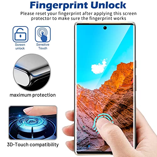 [2+2 Pack] Screen Protector, 9H Tempered Glass, Ultrasonic Fingerprint Compatible, 3D Curved, HD Clear Scratch Resistant for Google Pixel 7 Pro 5G Glass Screen Protector