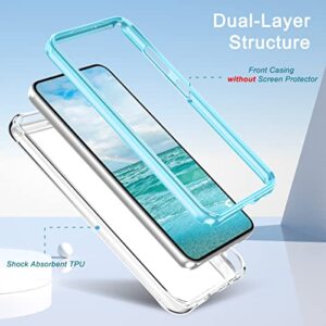 Turquiase for Samsung Galaxy S23 Case with 2pcs Tempered Screen Protector&1pcs Len Camera Protector, Lightweight and Stylish Full Body Shockproof Protective Rugged TPU Case, Blue Marble