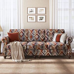honbay upholstered sofa 3 seater couch with rolled arms, traditional sofa couch with nailhead trim sofa for living room