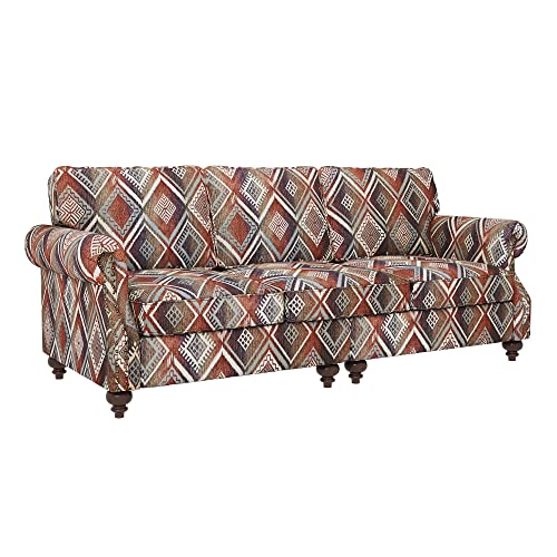 HONBAY Upholstered Sofa 3 Seater Couch with Rolled Arms, Traditional Sofa Couch with Nailhead Trim Sofa for Living Room