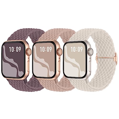 Braided Solo Loop Compatible with Apple Watch Band 38mm 40mm 41mm 42mm 44mm 45mm 49mm for Women Men, Nylon Elastic Straps Wristbands for iWatch Series Ultra SE 8 7 6 5 4 3 2 1