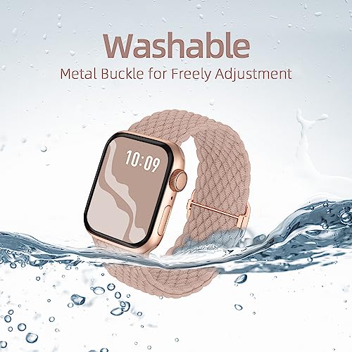 Braided Solo Loop Compatible with Apple Watch Band 38mm 40mm 41mm 42mm 44mm 45mm 49mm for Women Men, Nylon Elastic Straps Wristbands for iWatch Series Ultra SE 8 7 6 5 4 3 2 1