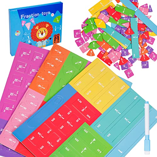 Fennoral 110PCS Fraction Manipulatives,Rainbow Magnetic Fraction Tiles Circles Activity Set Teacher Supplies,Homeschool Supplies Math Manipulatives for Elementary School Home