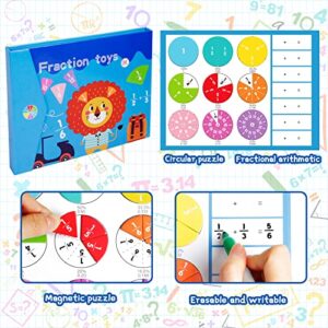 Fennoral 110PCS Fraction Manipulatives,Rainbow Magnetic Fraction Tiles Circles Activity Set Teacher Supplies,Homeschool Supplies Math Manipulatives for Elementary School Home