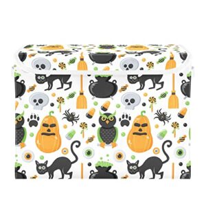 innewgogo happy halloween pumpkins cat owl skull storage bins with lids for organizing closet organizers with handles oxford cloth storage cube box for books