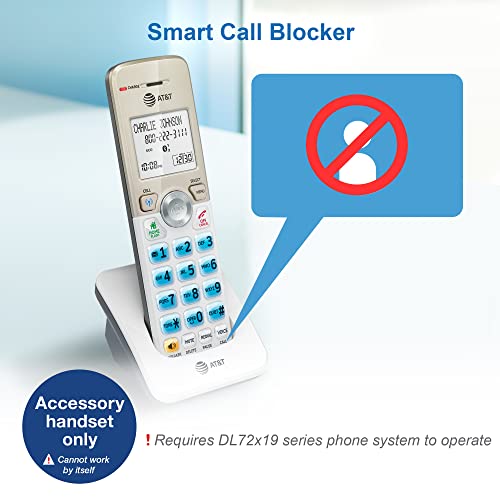 AT&T DL70019 Accessory Handset for DL72x19 Phone with Bluetooth Connect to Cell, Call Blocking, 1.8" Backlit Screen, Big Buttons, intercom, and Unsurpassed Range