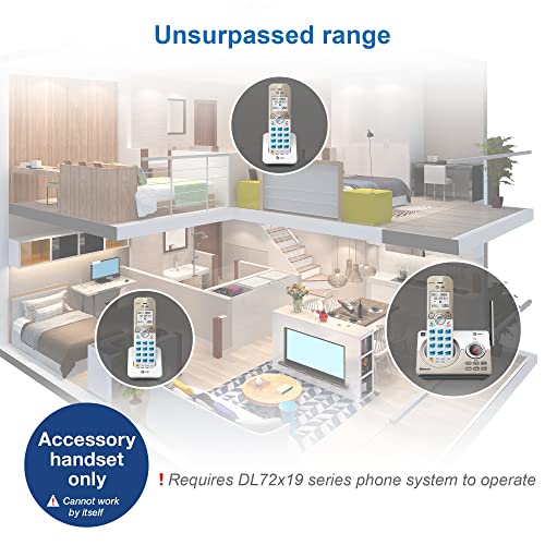 AT&T DL70019 Accessory Handset for DL72x19 Phone with Bluetooth Connect to Cell, Call Blocking, 1.8" Backlit Screen, Big Buttons, intercom, and Unsurpassed Range