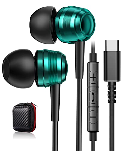 USB C Headphones, Wired Earbuds for iPhone 15 Plus, Samsung S23 Ultra S22 DAC Digital Earphones Stereo Audio in-Ear Headphones with Microphone for iPad 10th Samsung S21 A53 S20 Google Pixel 7 Pro