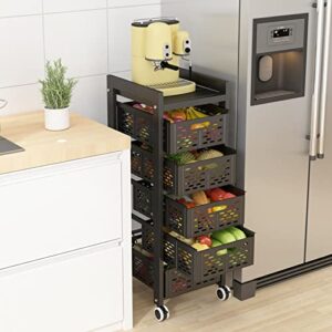 5 Tier Drawer Vegetable Shelf, Floor-Standing Stratification Breathable Household Hollow Moveable Seam Storage Rack, for Home Office