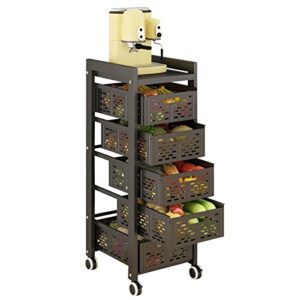 5 Tier Drawer Vegetable Shelf, Floor-Standing Stratification Breathable Household Hollow Moveable Seam Storage Rack, for Home Office