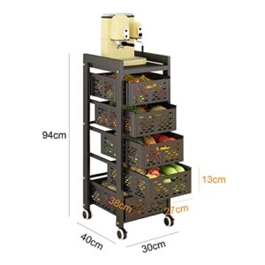 5 Tier Drawer Vegetable Shelf, Floor-Standing Stratification Breathable Household Hollow Moveable Seam Storage Rack, for Home Office