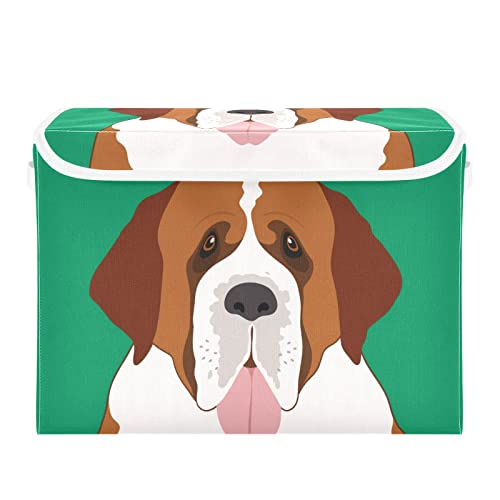 innewgogo Saint Bernard Dog Storage Bins with Lids for Organizing Cube Cubby with Handles Oxford Cloth Storage Cube Box for Pets Toys