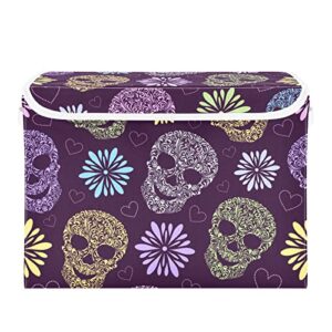 innewgogo skulls storage bins with lids for organizing cube cubby with handles oxford cloth storage cube box for toys