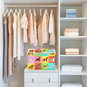 innewgogo Different Dogs Storage Bins with Lids for Organizing Closet Organizers with Handles Oxford Cloth Storage Cube Box for Clothes