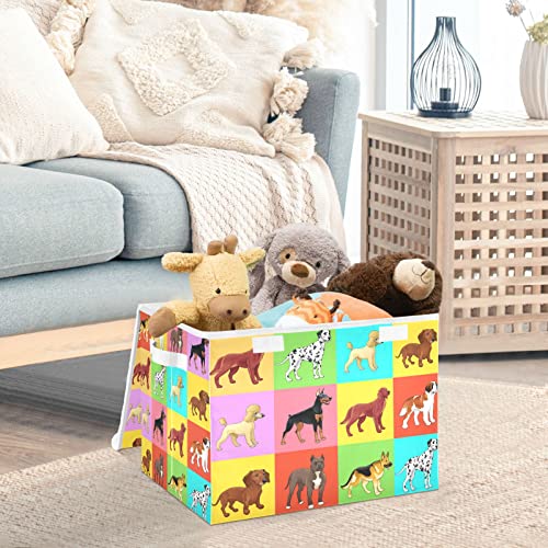 innewgogo Different Dogs Storage Bins with Lids for Organizing Closet Organizers with Handles Oxford Cloth Storage Cube Box for Clothes