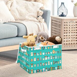 innewgogo Different Cartoon Dogs Storage Bins with Lids for Organizing Closet Organizers with Handles Oxford Cloth Storage Cube Box for Living Room