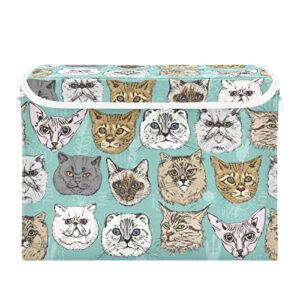 innewgogo cute cats kittens storage bins with lids for organizing closet organizers with handles oxford cloth storage cube box for home