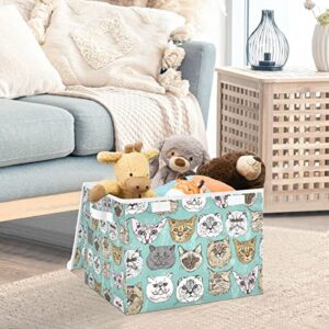 innewgogo Cute Cats Kittens Storage Bins with Lids for Organizing Closet Organizers with Handles Oxford Cloth Storage Cube Box for Home