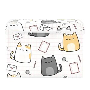 innewgogo kawaii cats watercolor storage bins with lids for organizing closet organizers with handles oxford cloth storage cube box for room