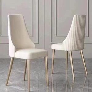 runboll modern dinner chairs set of 2 pu leather accent chairs with metal legs for kitchen, dining, bedroom, living room