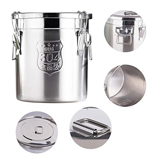 Lidhujnk Stainless Steel Airtight Canister for Kitchen, 6L Milk Wine Container Cereal Rice Bucket Grain Storage Canister 304 Stainless Food Bean Flour Oil Sugar Milk Cookie Storager