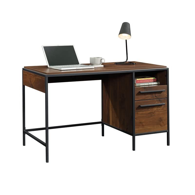 UrbanPro Engineered Wood Single Pedestal Desk in Grand Walnut