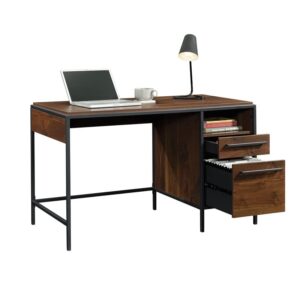 UrbanPro Engineered Wood Single Pedestal Desk in Grand Walnut