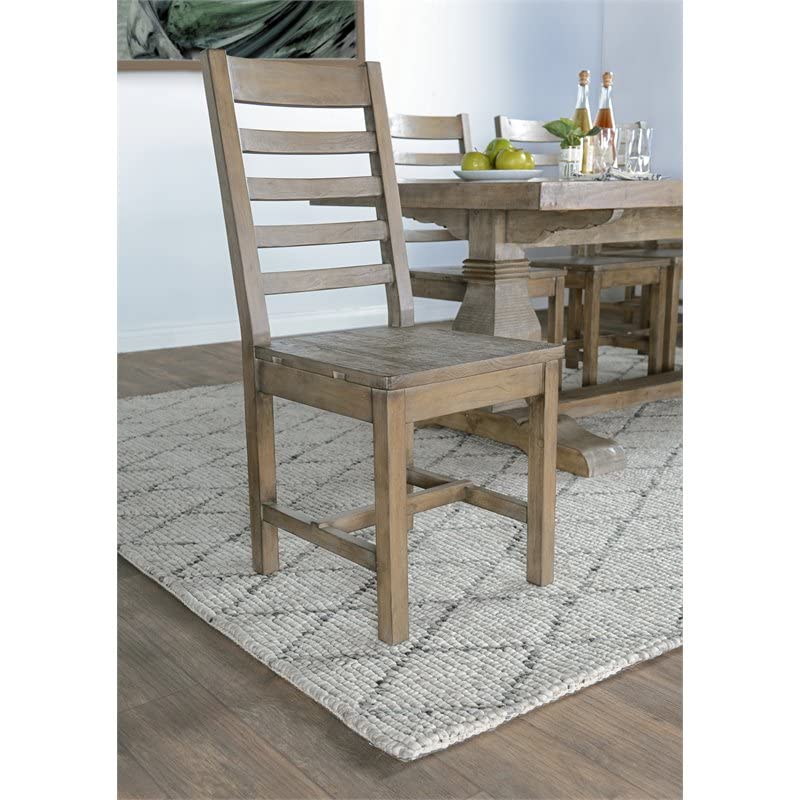 Trent Home Transitional 18" Reclaimed Pine Dining Chair in Weathered Brown