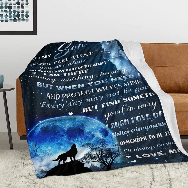 Nahjiiem Son Blanket Son Gifts to My Son Blanket Son Gifts from Mom Valentine's Day Birthday Gifts for Son 50" × 60"