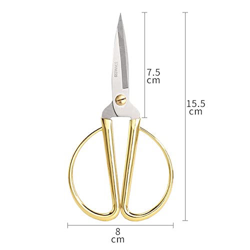 Aemoe 6" All Stainless Steel Sewing Scissors, Sharp Tailor Scissors for Embroidery, Sewing, Craft, DIY Art Work & Daily Use for Home Office School Gold