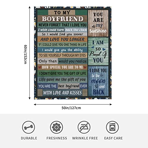 Blanket Gifts for Boyfriend from Girlfriend, Romantic Gifts for Him, I Love You Gifts for Him, Valentines Day Birthday for Boyfriend Soft Throw Blankets 50"x60"