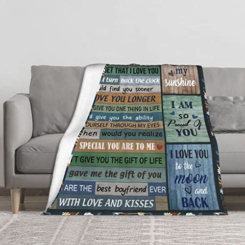 Blanket Gifts for Boyfriend from Girlfriend, Romantic Gifts for Him, I Love You Gifts for Him, Valentines Day Birthday for Boyfriend Soft Throw Blankets 50"x60"