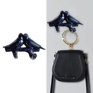 Luxury Coat Key Hanger,Resin Bird Wall Decorations,Coat Clothes Towel Hook for Robe Home Entryway Towels Purse, Black