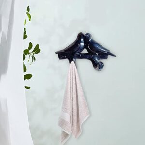 Luxury Coat Key Hanger,Resin Bird Wall Decorations,Coat Clothes Towel Hook for Robe Home Entryway Towels Purse, Black