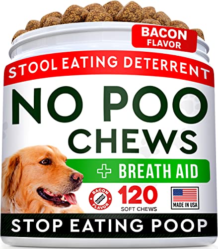 STRELLALAB No Poo Treats for Dogs - Coprophagia Stool Eating Deterrent - Digestive Enzymes - Gut Health & Immune Support - Stop Eating Poop - Bacon Flavor 120 Chews