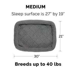 Furhaven Dog Bed for Medium/Small Dogs & Indoor Cats, 100% Washable, Sized to Fit Crates - Sherpa Fleece Bolster Crate Pad - Gray, Medium