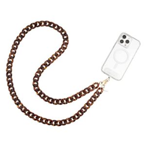 case-mate crossbody phone lanyard/chain [works with all phones] hands-free cell phone strap - phone charm - neck chain holder for iphone 15 pro max/ 14 pro max/ 13 pro max/ 12/ s23 - tortoise shell