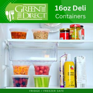 Deli Containers with Lids [16 oz. 50 Pack] Disposable Clear Lunch Containers Leakproof | Plastic Round Food Storage Containers | Freezer Containers for Food