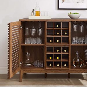 Modway Render Mid-Century Modern Wine Bar Cabinet in Walnut, 17 x 46 x 37