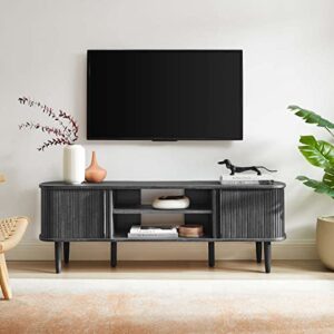 modway contour mid-century modern 55" media tv stand in charcoal, 15 x 54.5 x 18.5