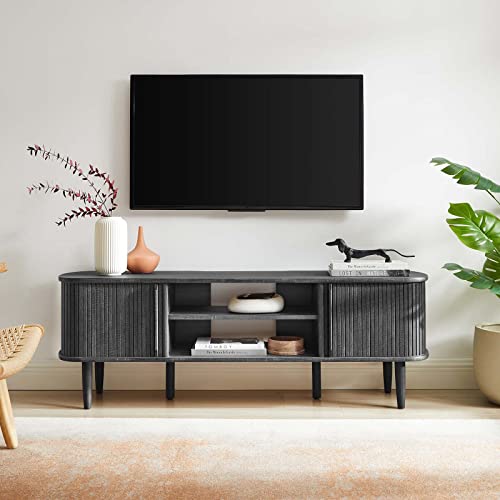 Modway Contour Mid-Century Modern 55" Media TV Stand in Charcoal, 15 x 54.5 x 18.5